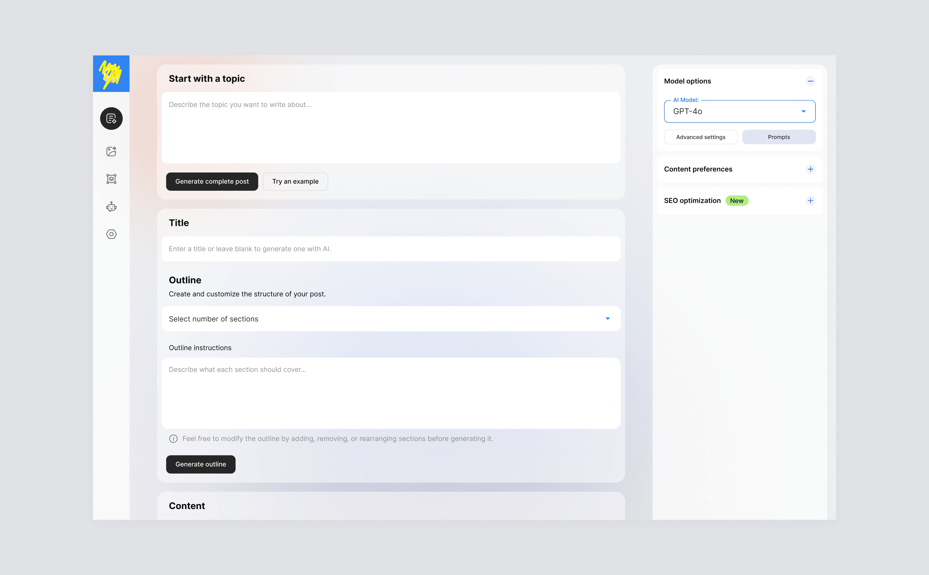 Lesson builder drafting a classroom topic outline from a short prompt