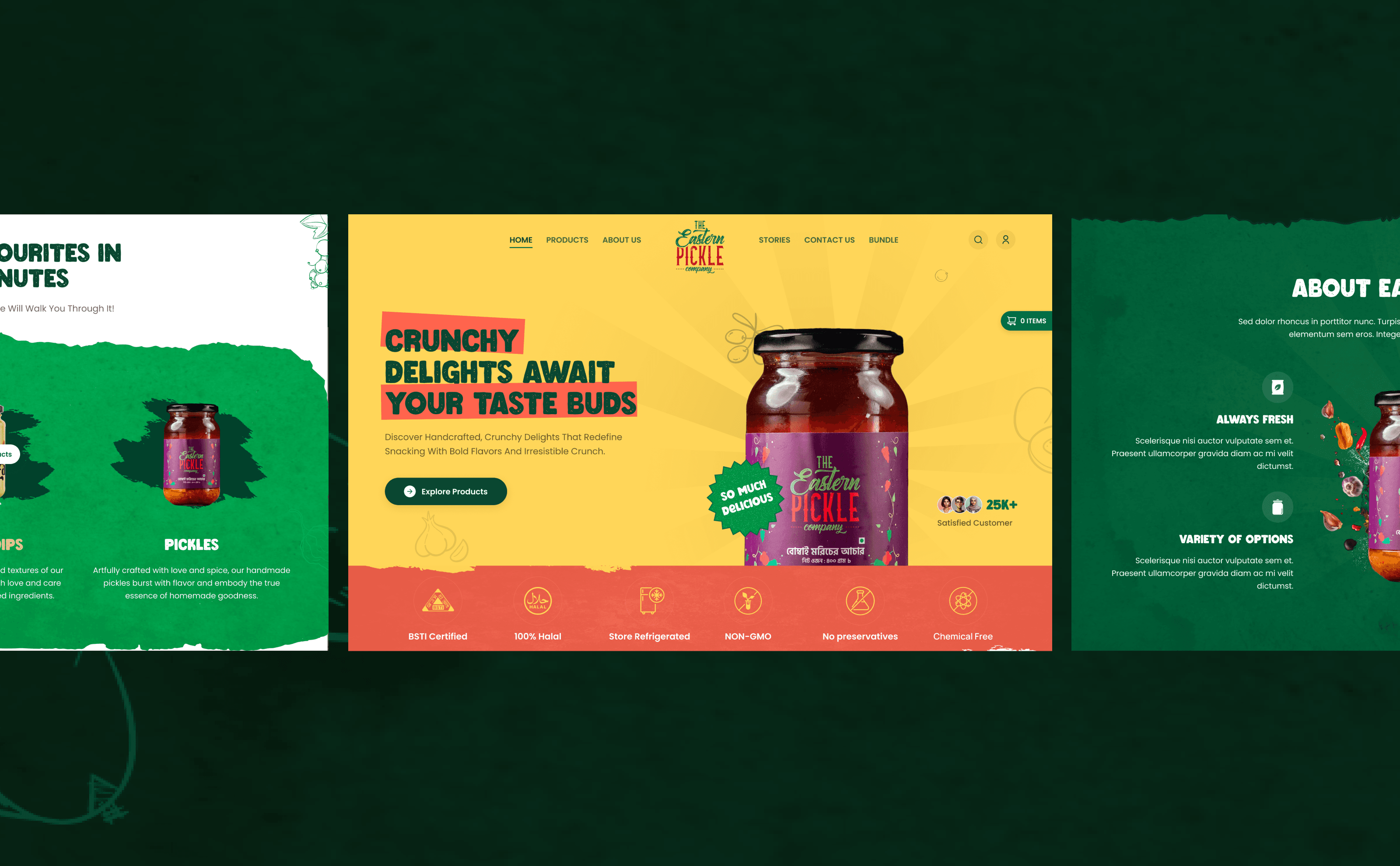Pickle brand storefront with its product range and about page